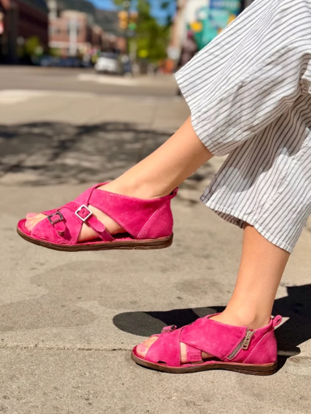 A.S.98 Riggs Buckle Sandal in Passion Pink